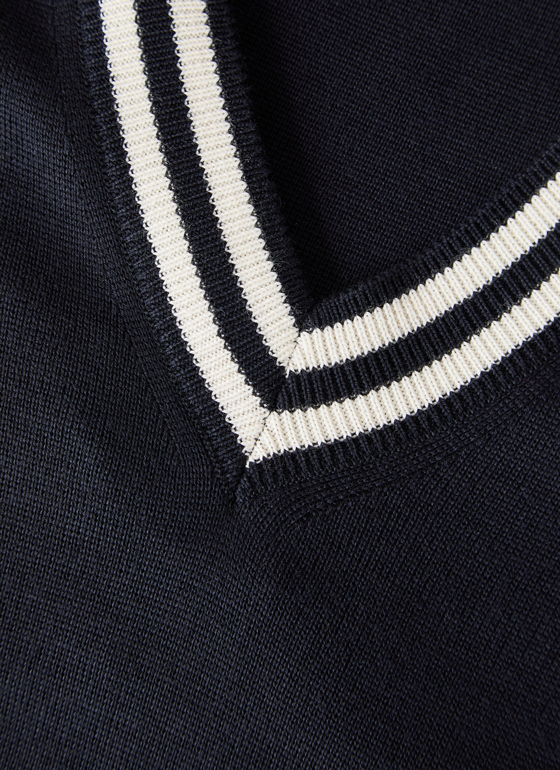 Pullover V-Ausschnitt 1/1 Arm Navy Frontansicht