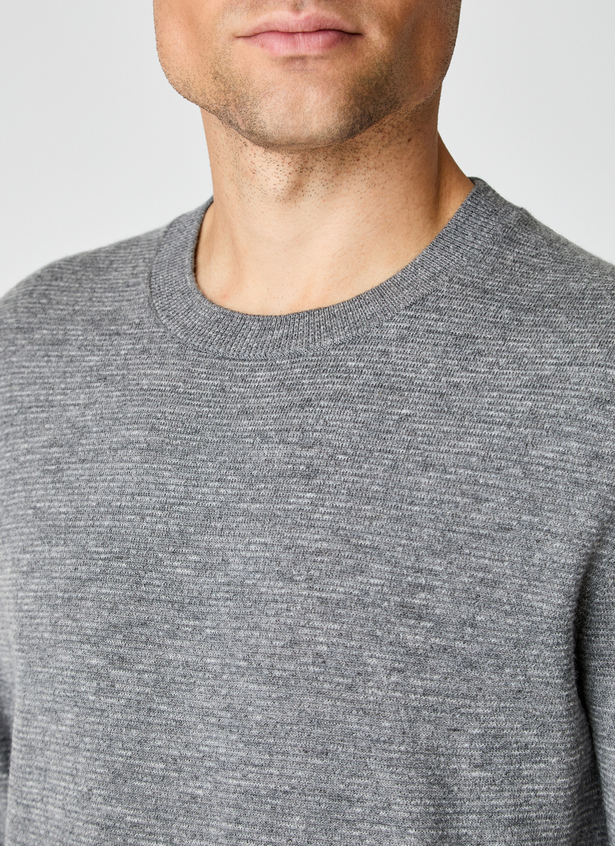 Pullover Rundhals 1/1 Arm, Smoky Grey Detailansicht 2
