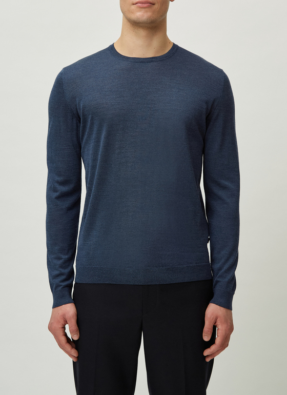 Pullover Rundhals 1/1 Arm Denim Frontansicht