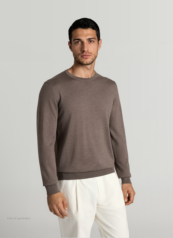 Pullover Rundhals 1/1 Arm Cedar Wood Frontansicht