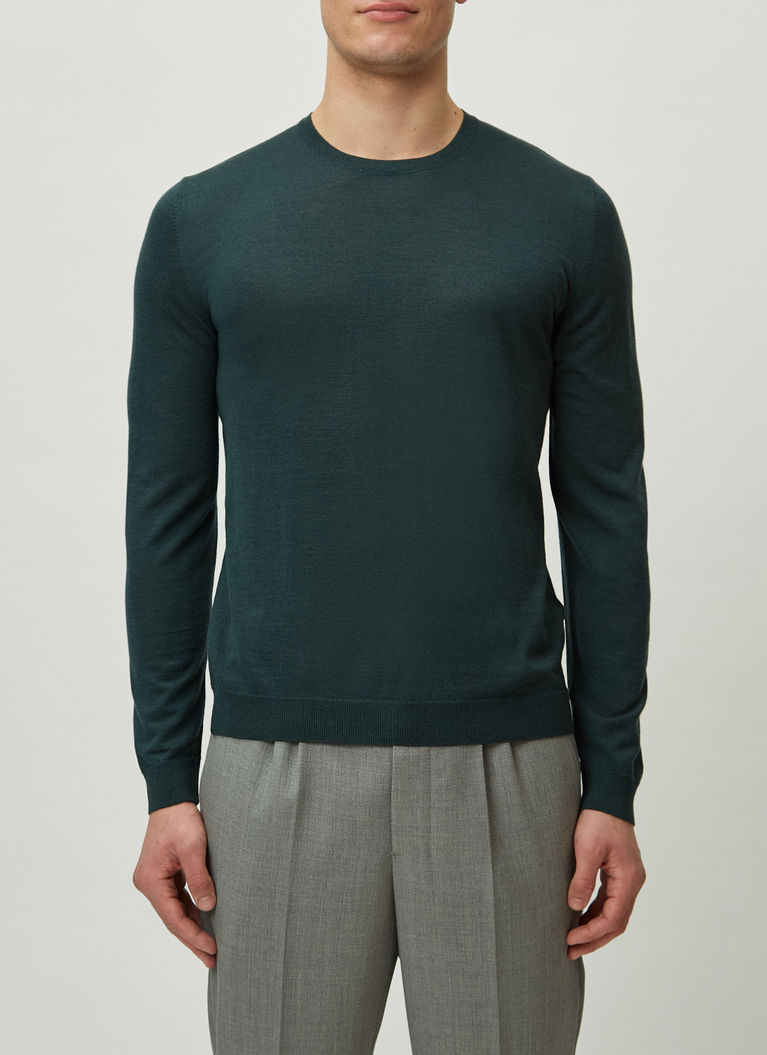 Pullover Rundhals 1/1 Arm, Bottle Green Detailansicht 1