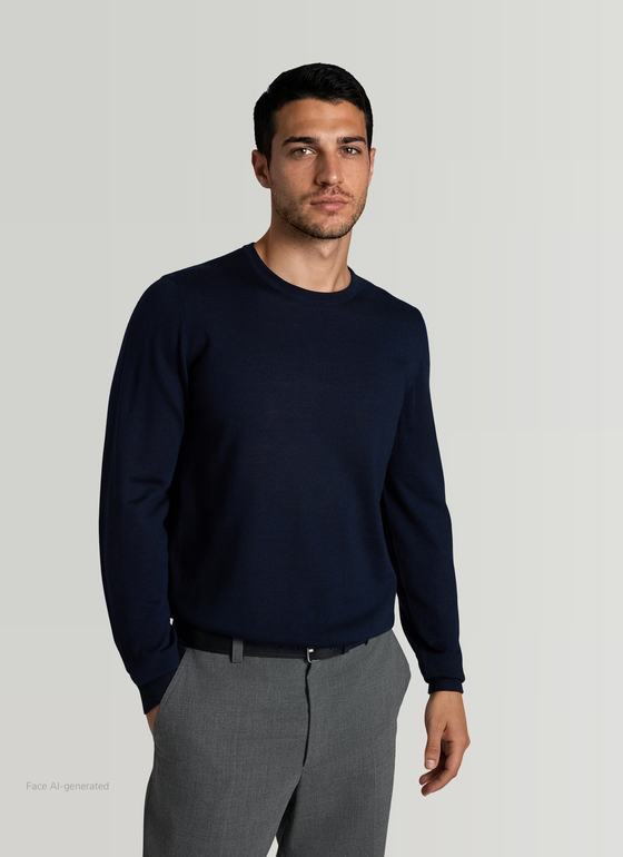 Pullover Rundhals 1/1 Arm Midnight Blue Frontansicht