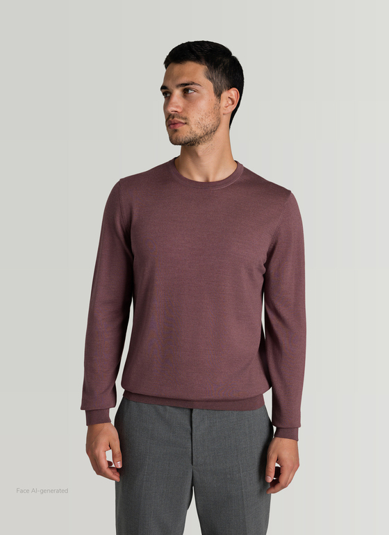 Pullover Rundhals 1/1 Arm Mellow Cherry Frontansicht