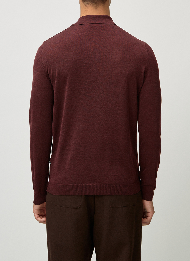 Pullover Polokragen, Knopf 1/1 Arm, Dark Berry Rückansicht