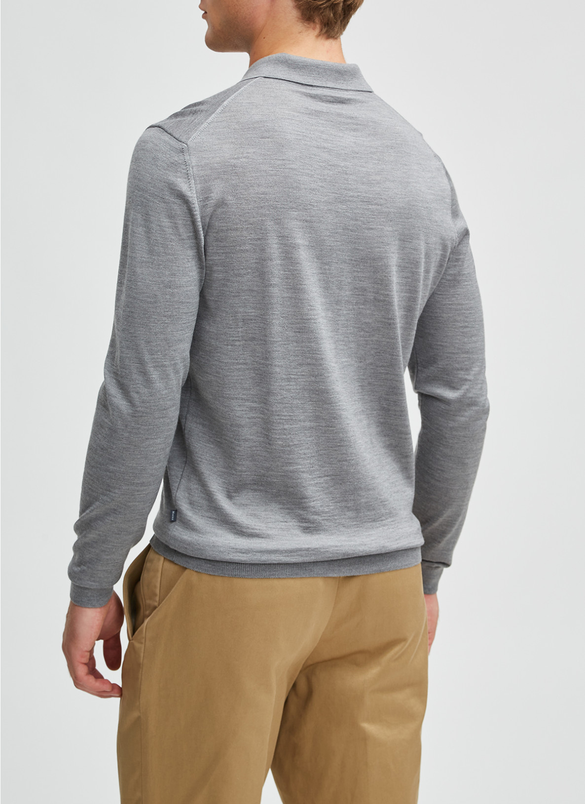 Pullover Polokragen, Knopf 1/1 Arm, Mercury Grey Rückansicht