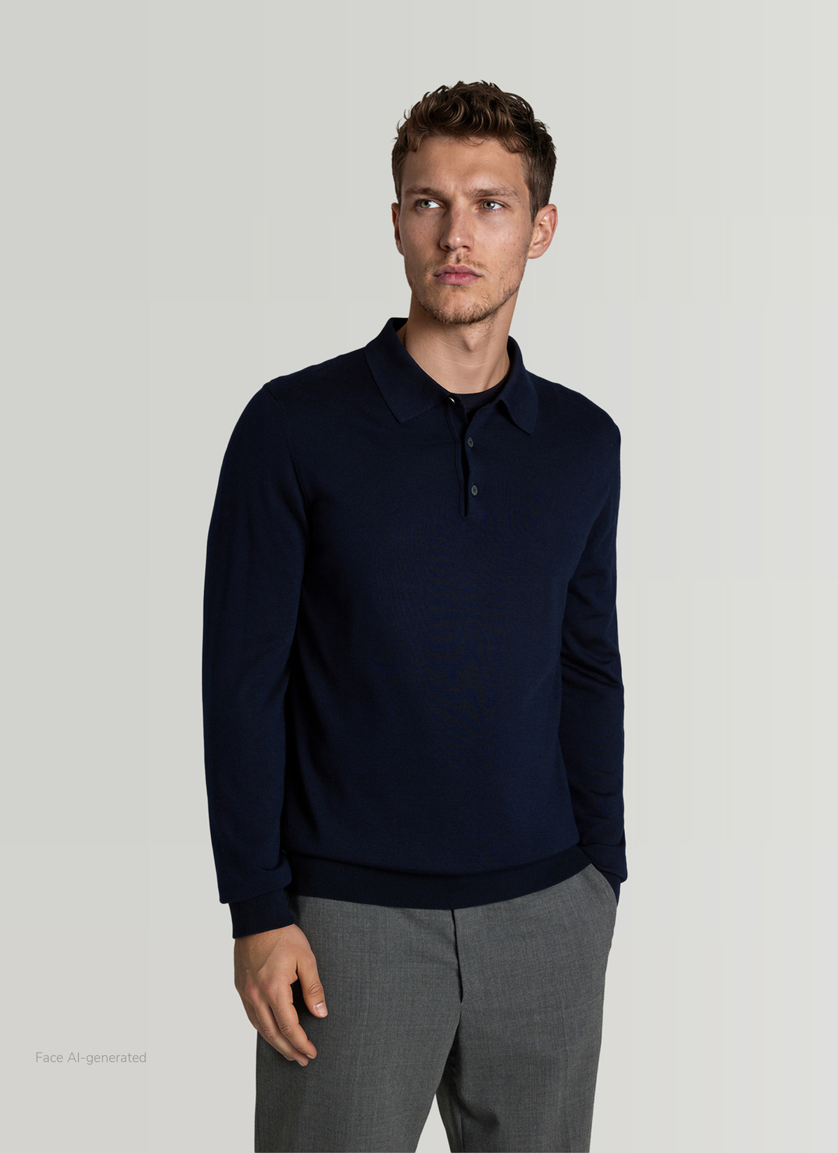Pullover Polokragen, Midnight Blue Frontansicht