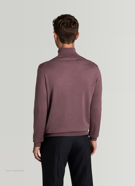 Pullover Rollkragen 1/1 Arm Mellow Cherry Frontansicht