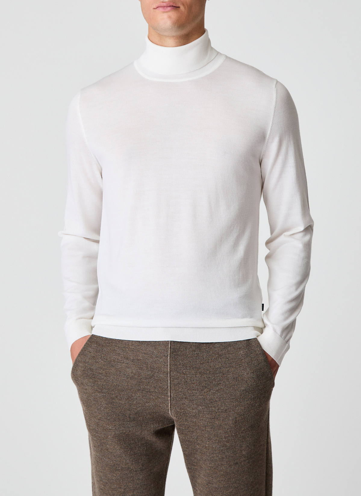 Pullover Rollkragen 1/1 Arm, Off White Frontansicht