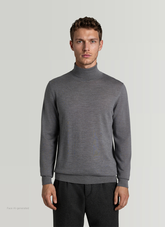 Pullover Rollkragen 1/1 Arm Shark Skin Frontansicht