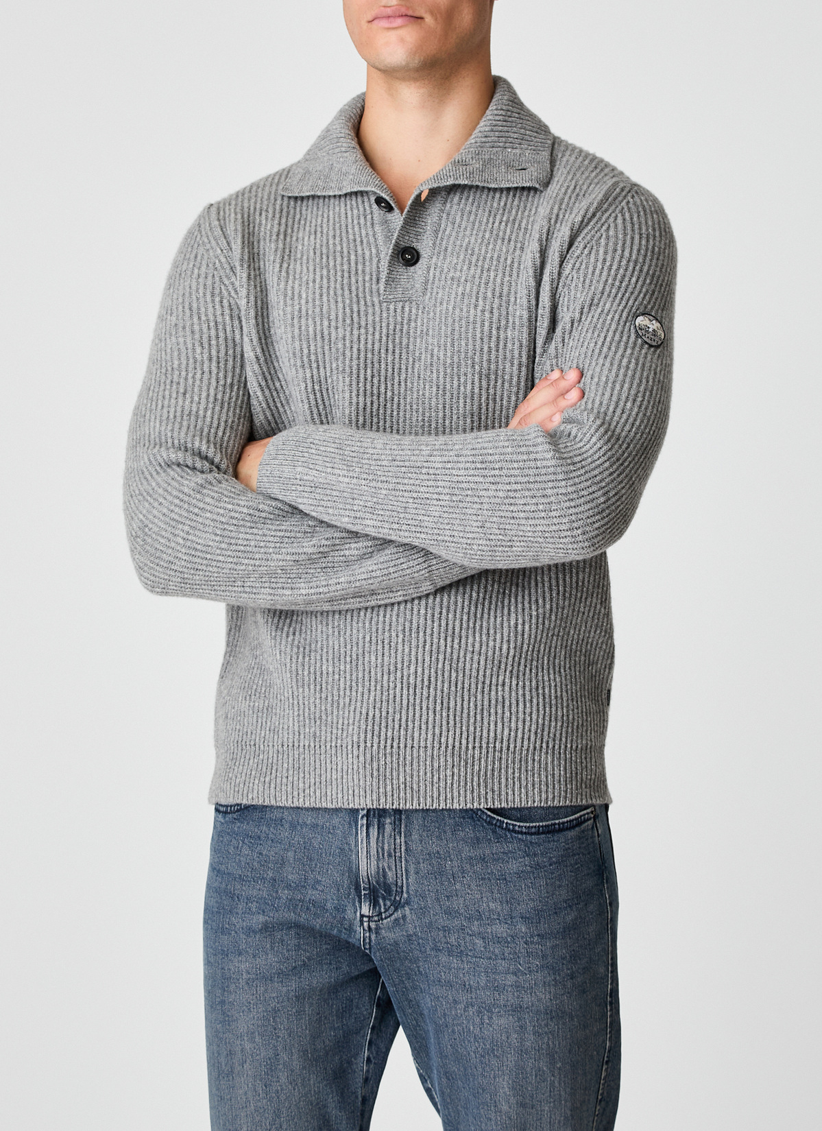 Pullover Troyer 1/1 Arm, Mercury Grey Frontansicht
