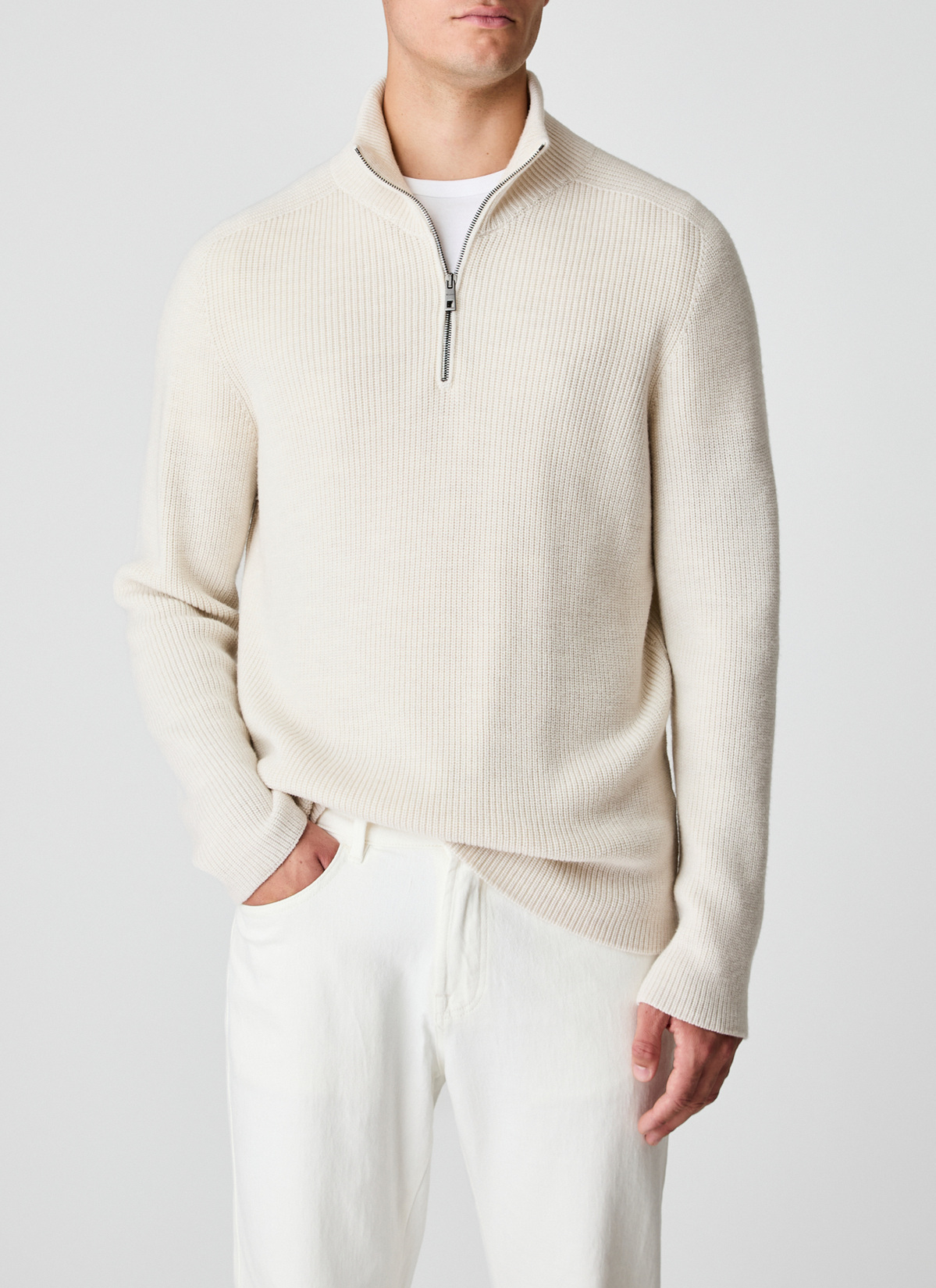 Pullover Troyer 1/1 Arm, Off White Frontansicht