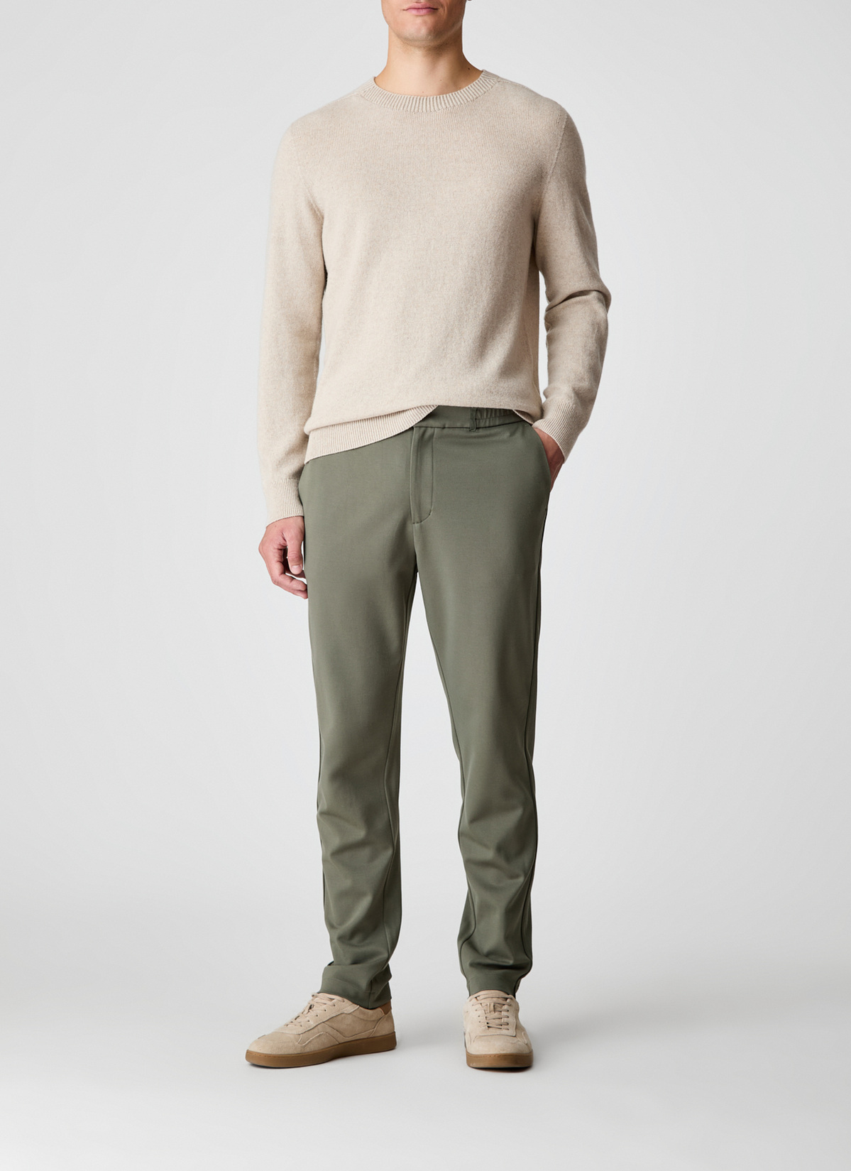Pullover Rundhals 1/1 Arm, Beige Detailansicht 1