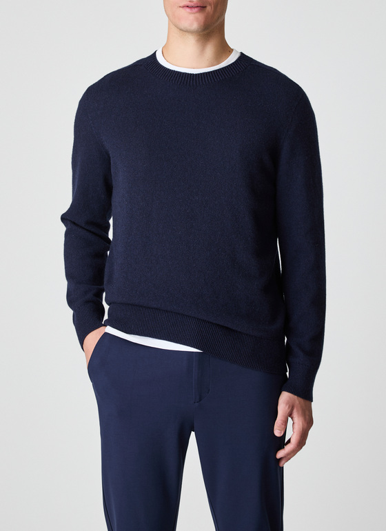 Pullover Rundhals 1/1 Arm Navy Frontansicht