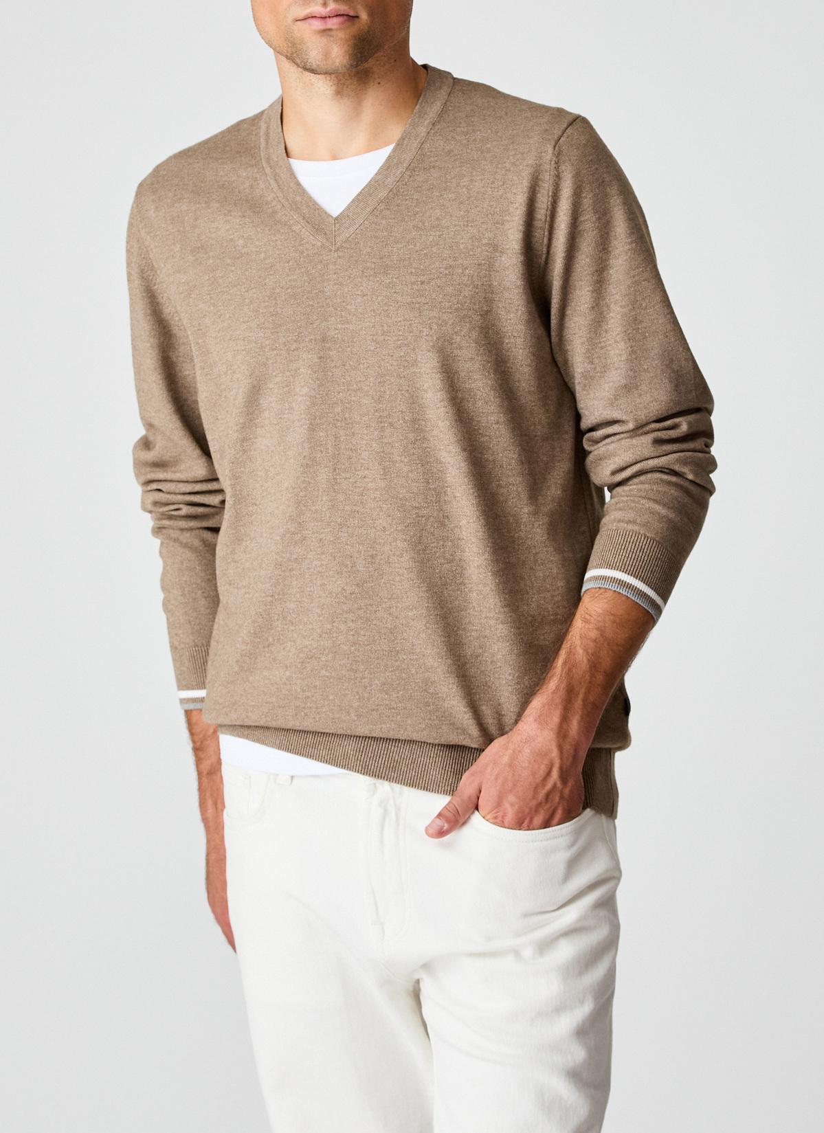Pullover V-Ausschnitt 1/1 Arm, Twig Frontansicht