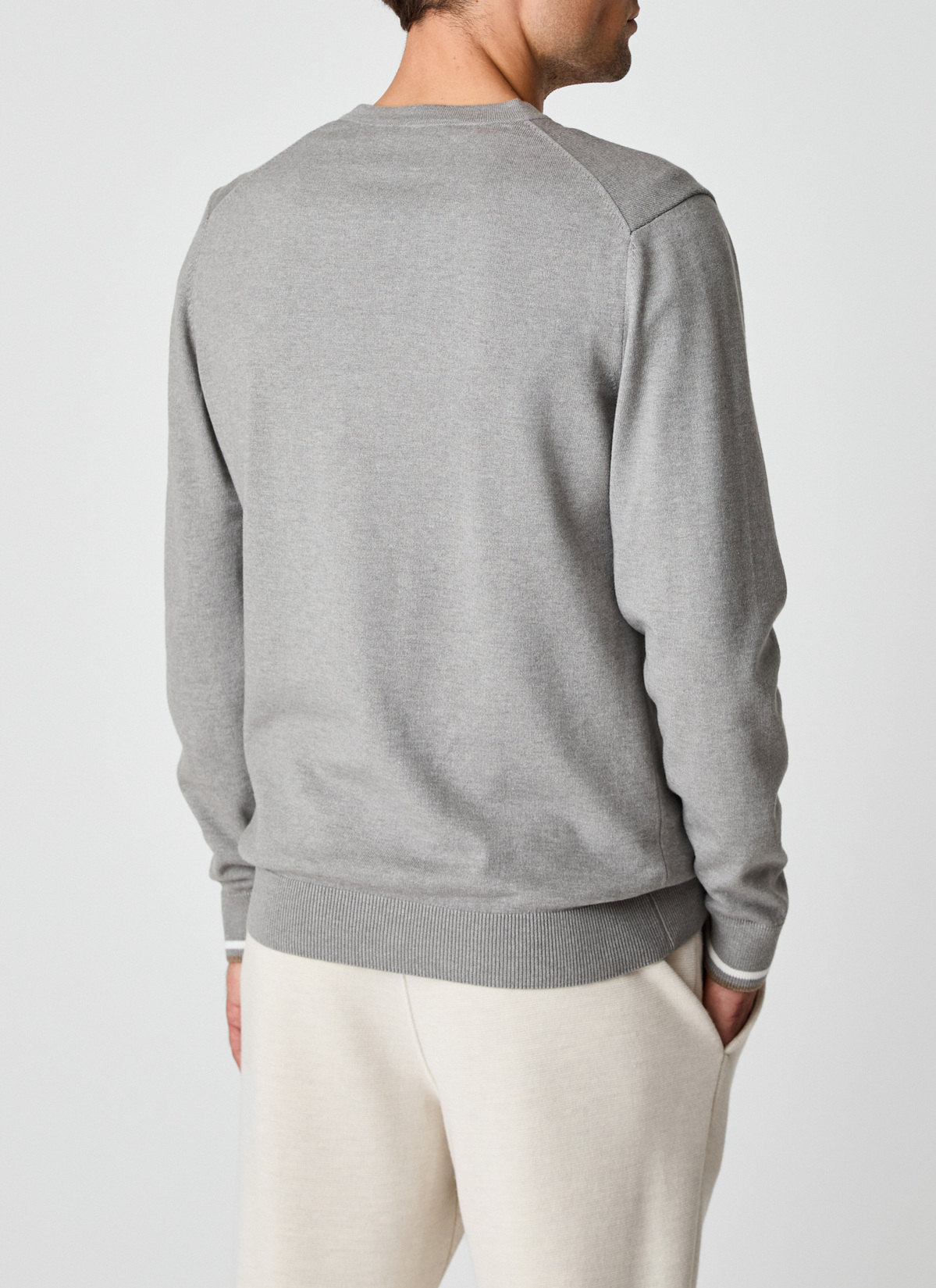 Pullover V-Ausschnitt 1/1 Arm, Mercury Grey Rückansicht
