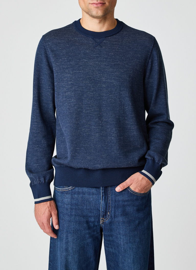 RundhalspulloverNew Indigo Frontansicht