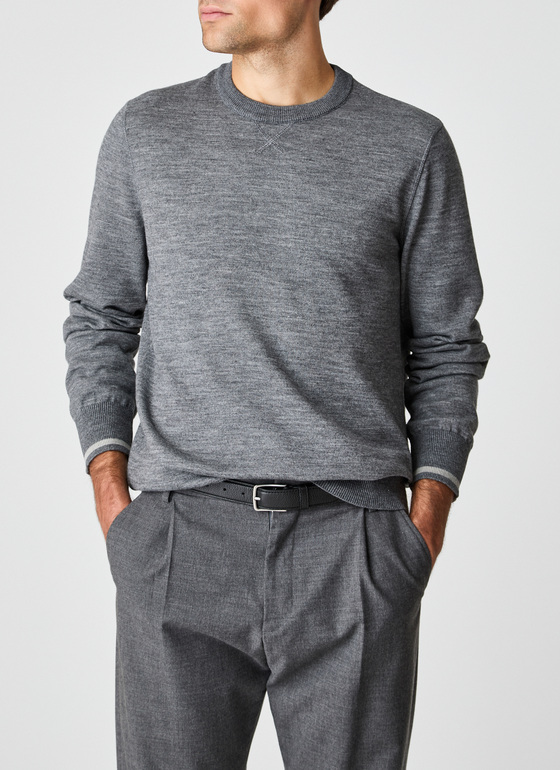 Pullover Rundhals 1/1 Arm Smoky Grey Frontansicht