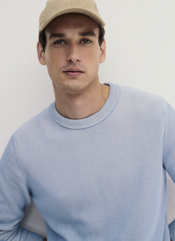 Pullover Rundhals 1/1 Arm Blue Sky Frontansicht