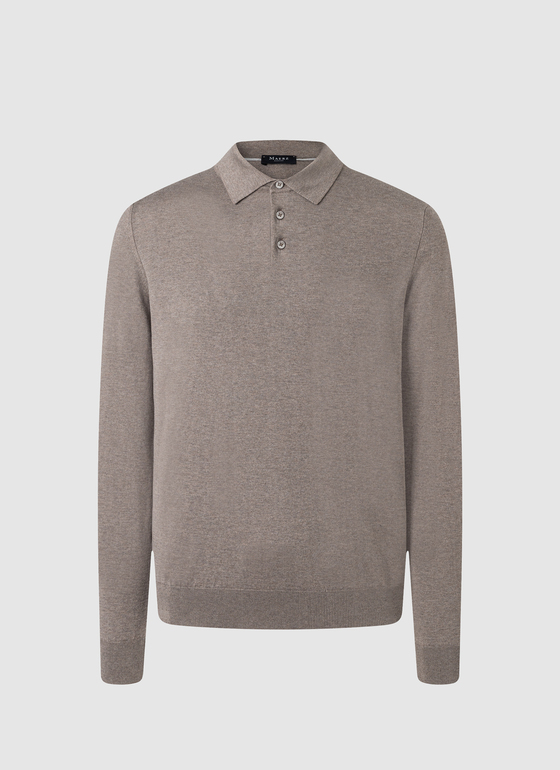 Pullover Polokragen Knopf 1/1 Arm Pale Brown Frontansicht