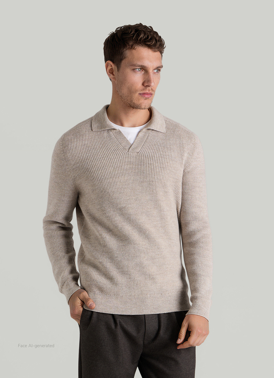 Pullover V-Ausschnitt 1/1 Arm Mascarpone Cream Frontansicht