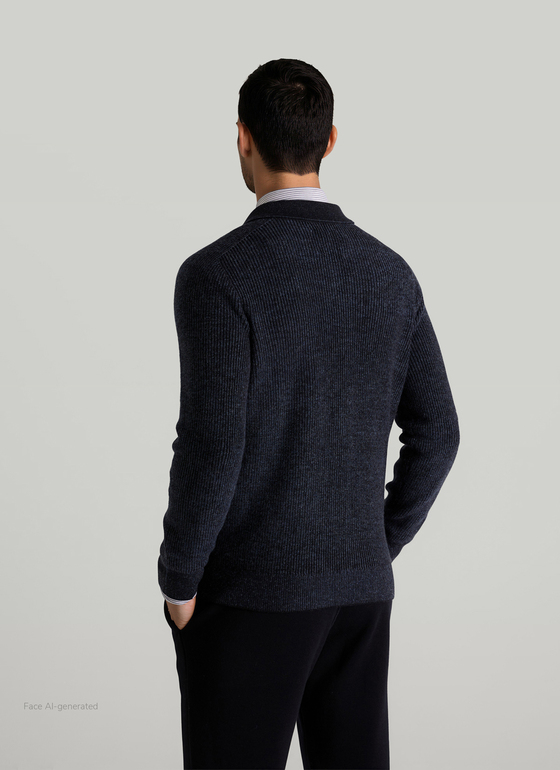 Pullover V-Ausschnitt 1/1 Arm Navy Frontansicht