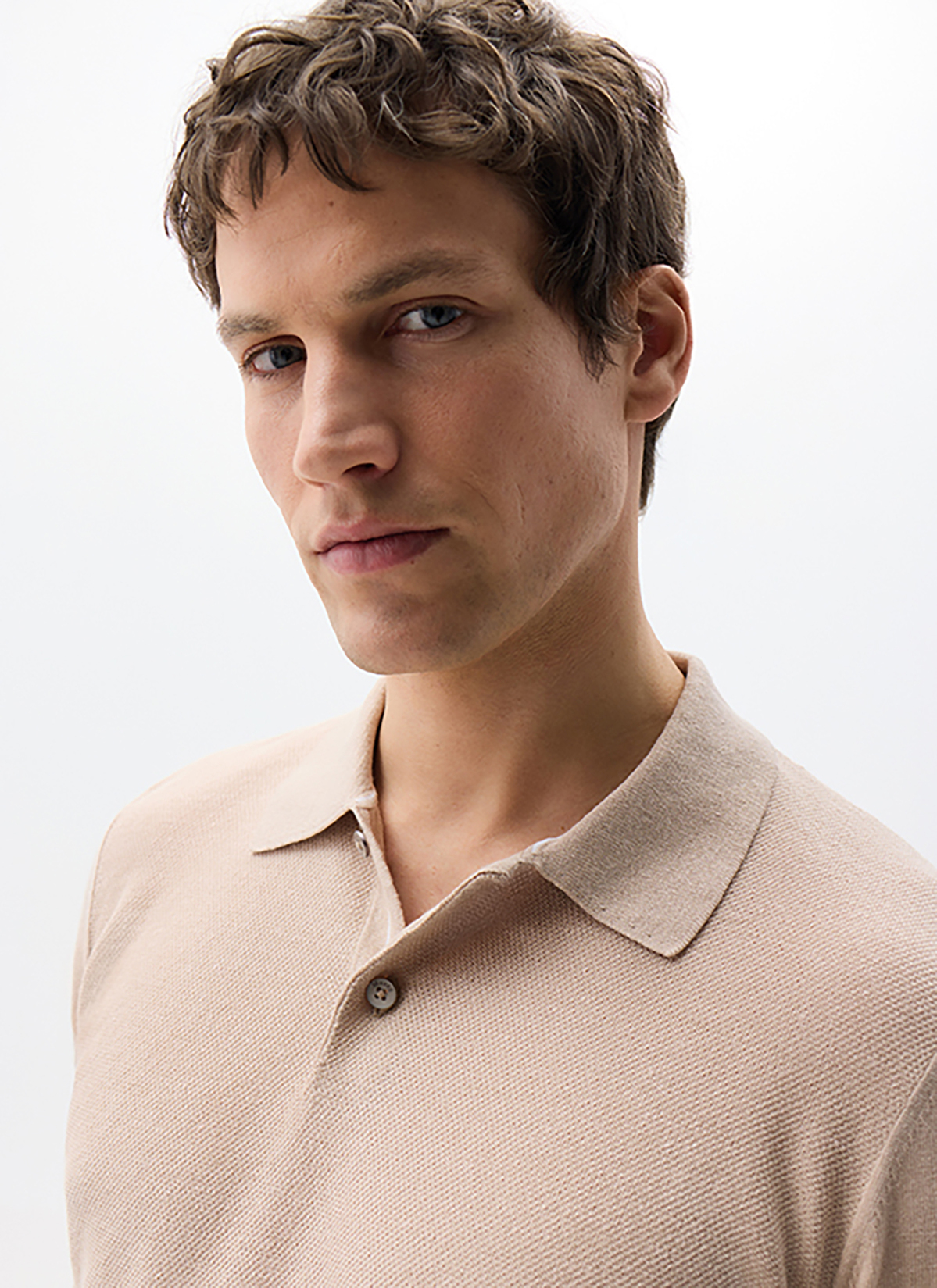 Pullover Polo 1/2 Arm, Iced Coffee Frontansicht