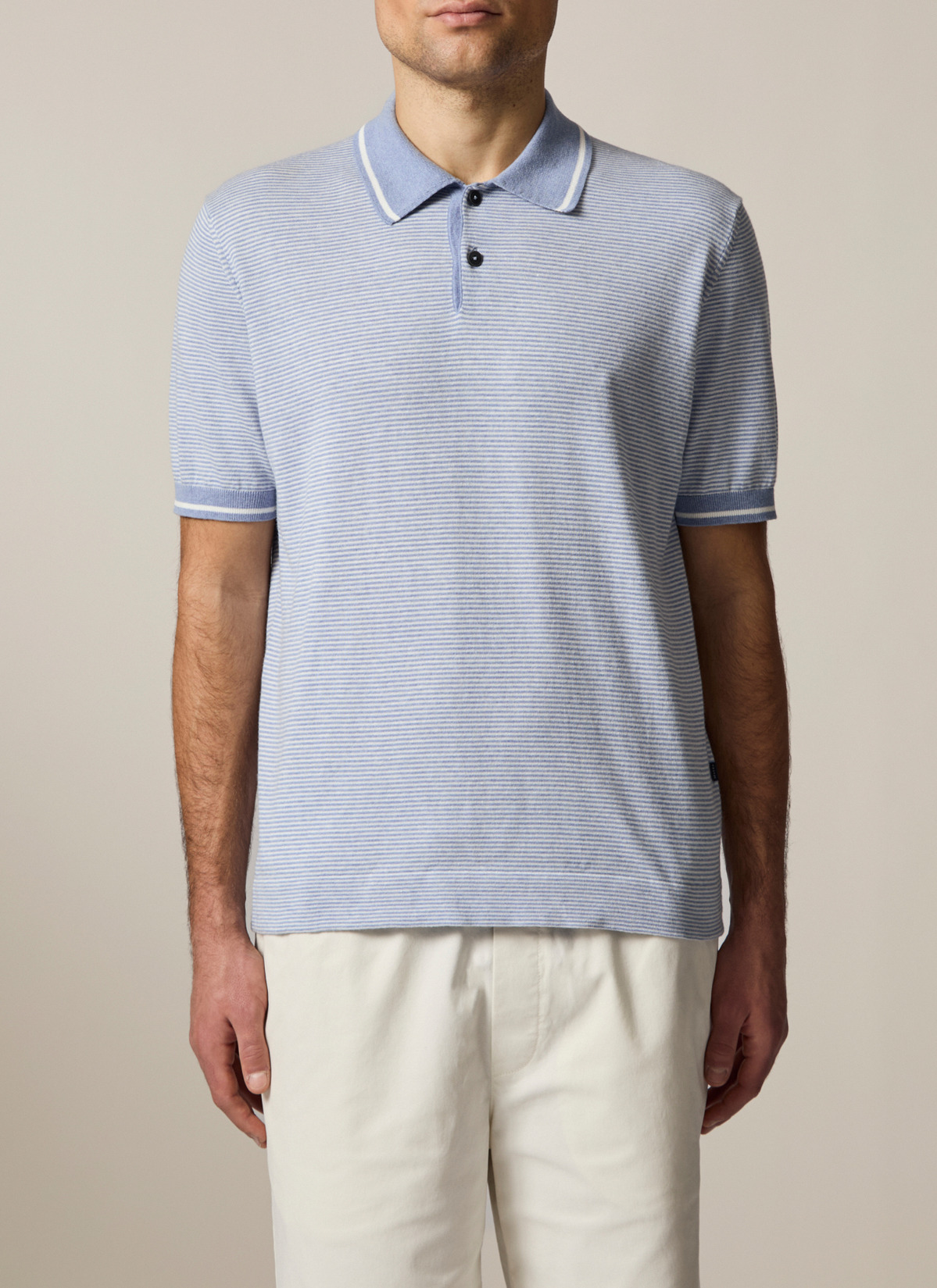 Pullover Polo 1/2 Arm, Shades of Blue Frontansicht
