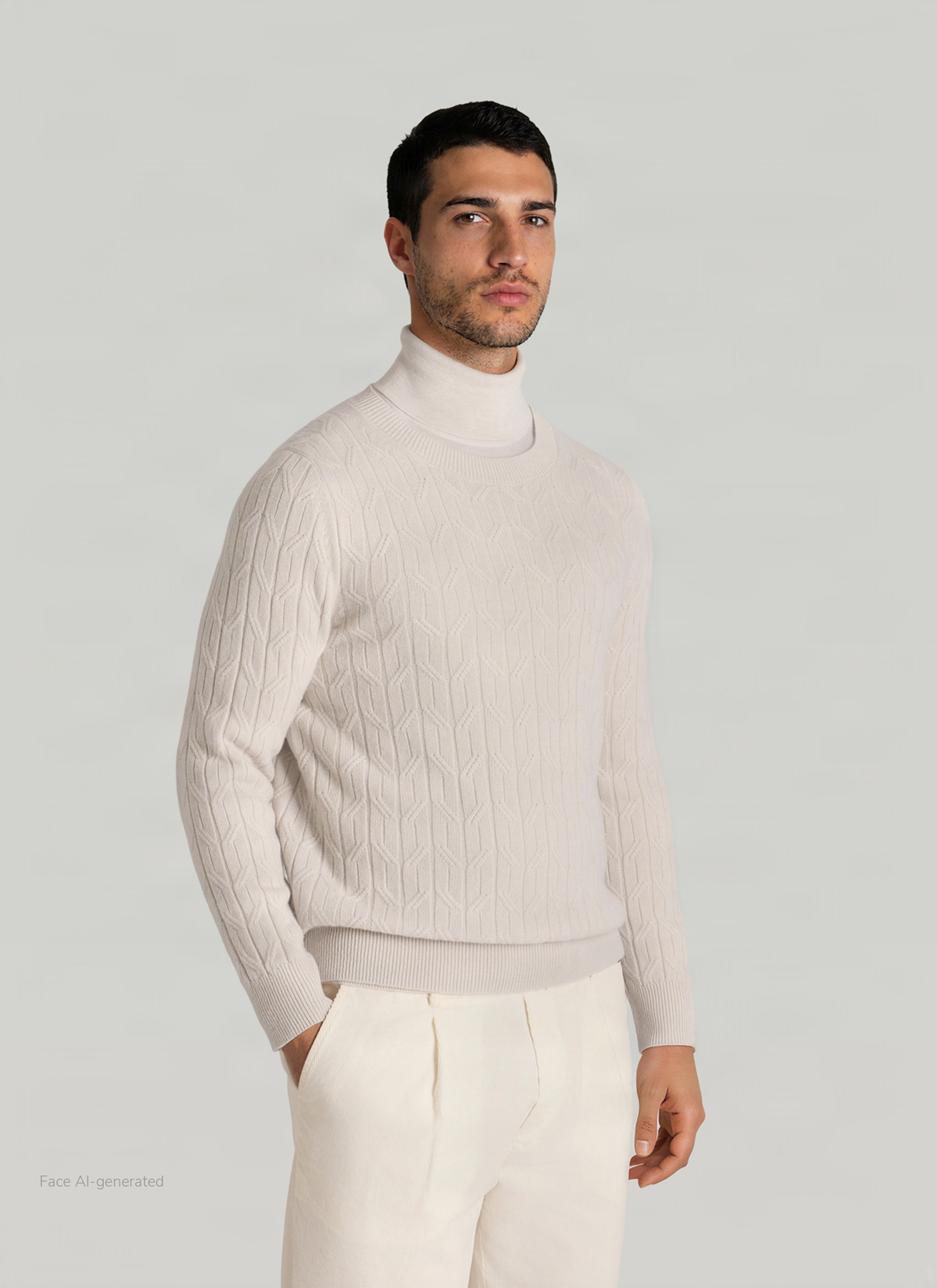 Pullover Rundhals 1/1 Arm, Mascarpone Cream Detailansicht 2