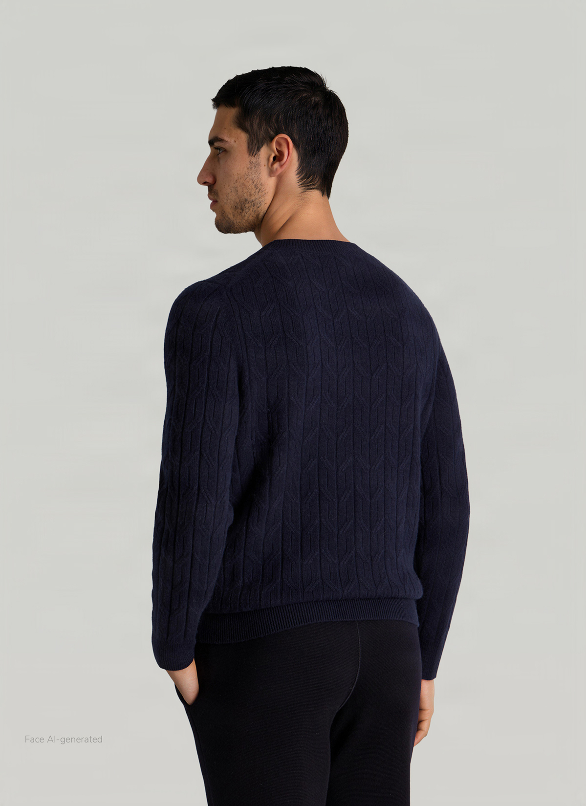 Pullover Rundhals 1/1 Arm, Navy Rückansicht