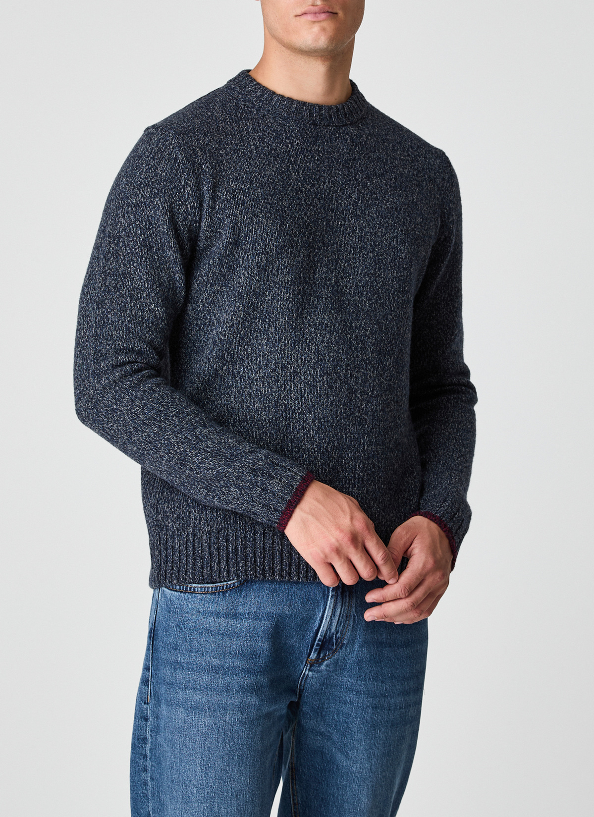 Pullover Rundhals 1/1 Arm, Navy Detailansicht 1