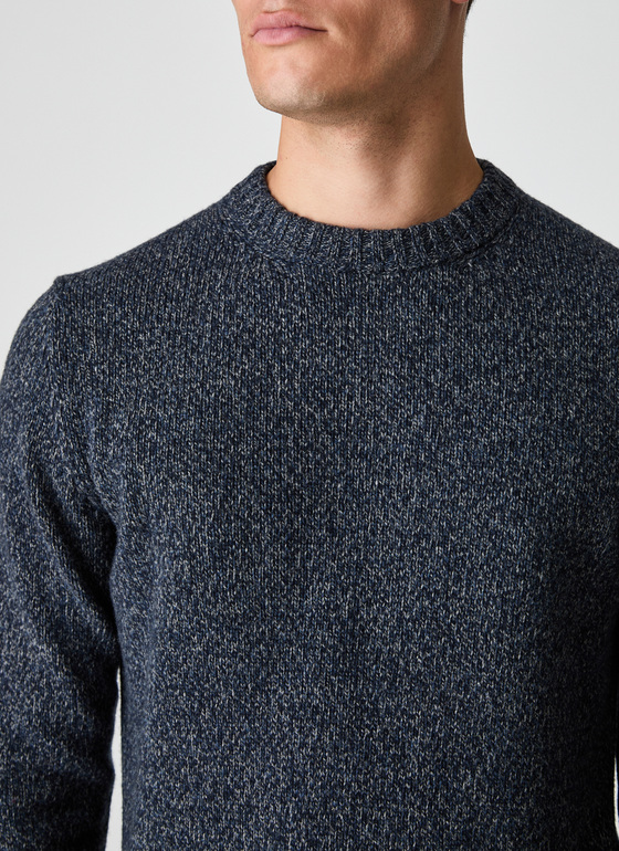 Pullover Rundhals 1/1 Arm Navy Frontansicht