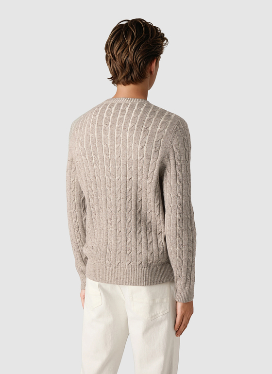 Pullover Rundhals 1/1 Arm Pale Brown Frontansicht