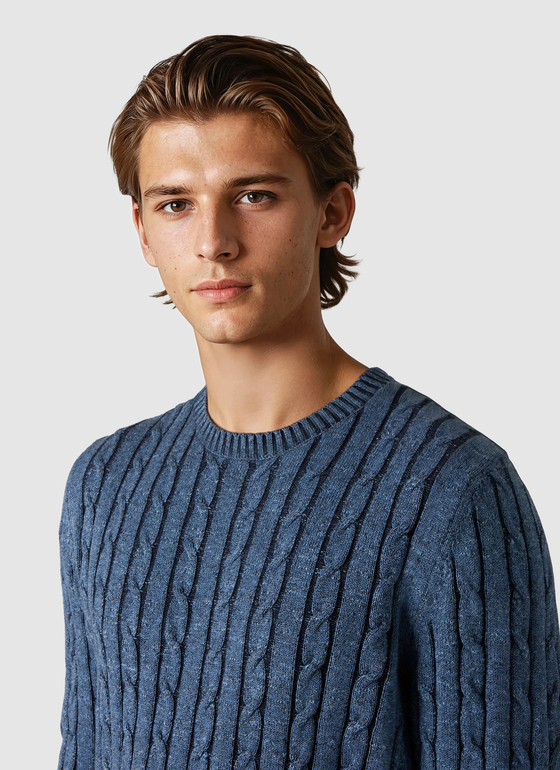 Pullover Rundhals 1/1 Arm Dawn Blue Frontansicht