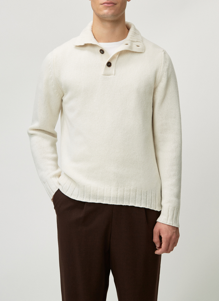 Pullover Troyer 1/1 Arm, Off White Frontansicht