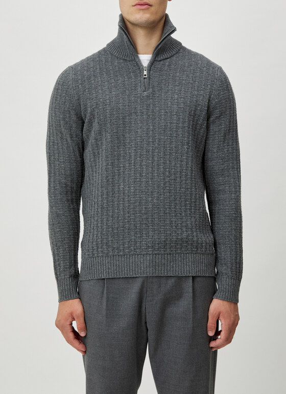 Pullover Troyer 1/1 Arm Grey Rock Frontansicht