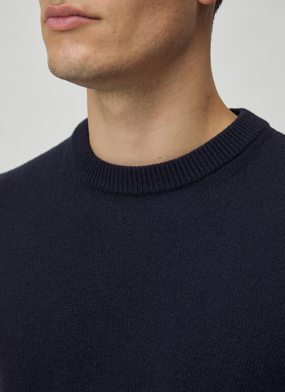 Pullover Rundhals 1/1 Arm Navy Frontansicht