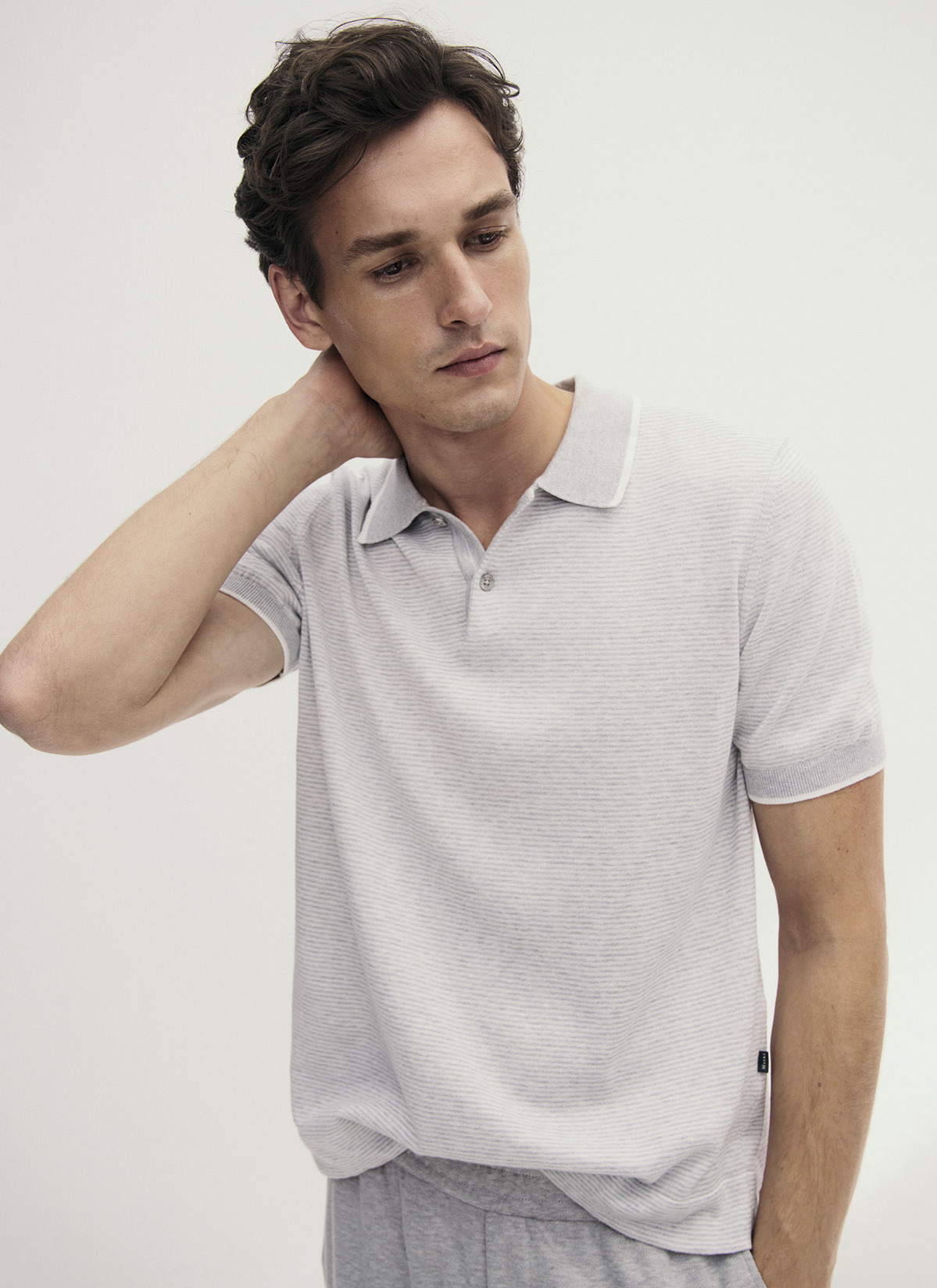 Pullover Polo 1/2 Arm, Clear Silver Frontansicht