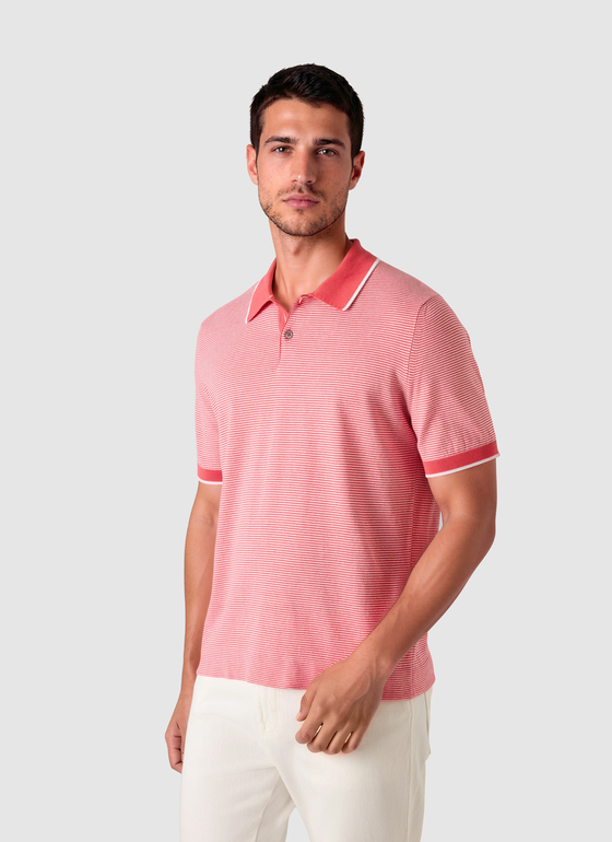 Pullover Polo 1/2 Arm Shiny Flamingo Frontansicht