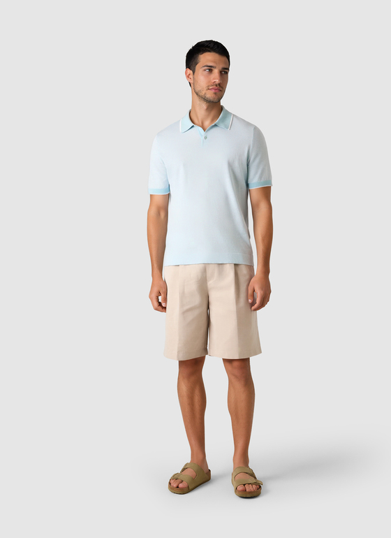 Pullover Polo 1/2 Arm Bright Aqua Frontansicht