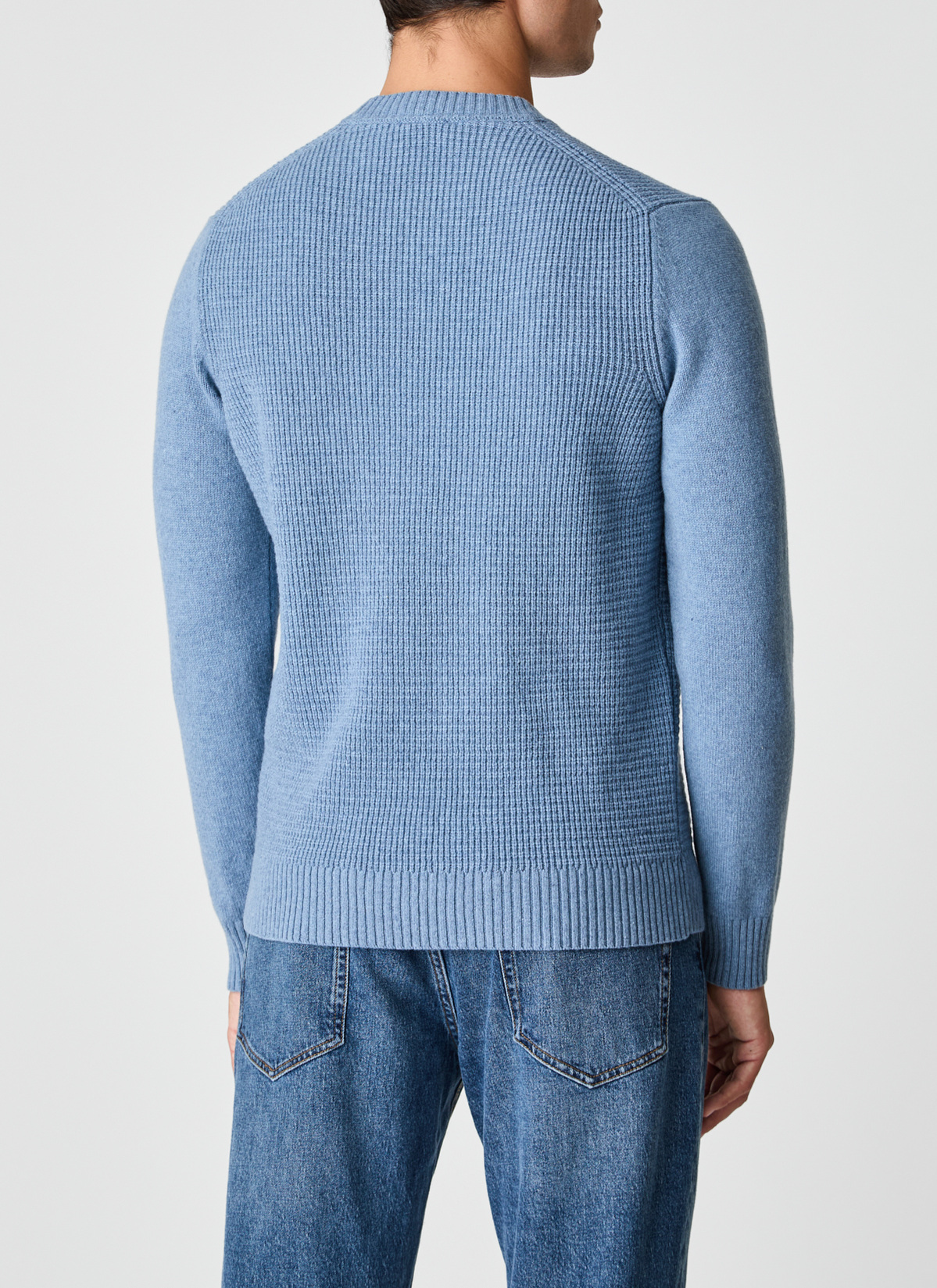Pullover Rundhals 1/1 Arm, Denim Rückansicht