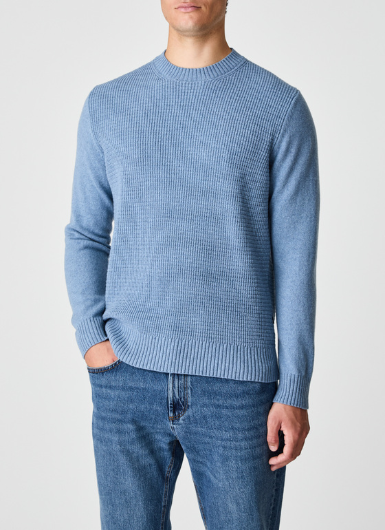 Pullover Rundhals 1/1 Arm Denim Frontansicht