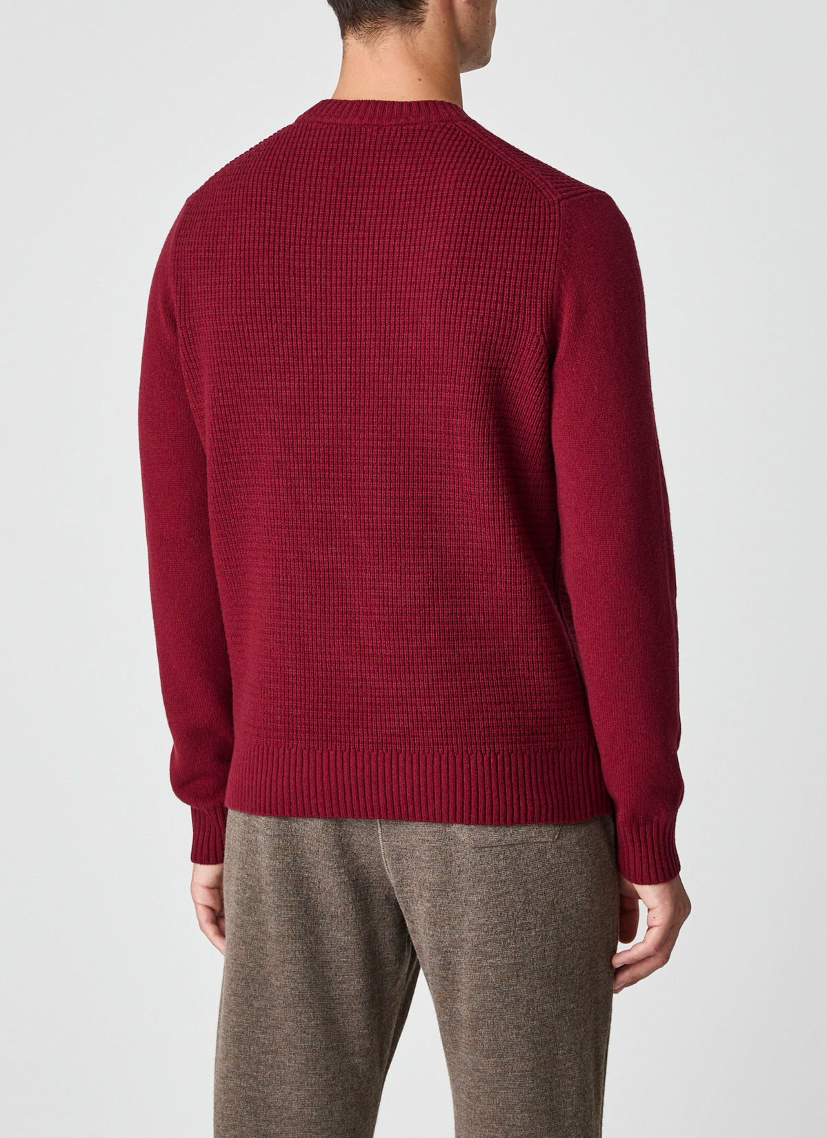 Pullover Rundhals 1/1 Arm, Weinrot Rückansicht