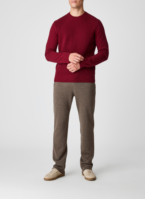 Pullover Rundhals 1/1 Arm Weinrot Frontansicht
