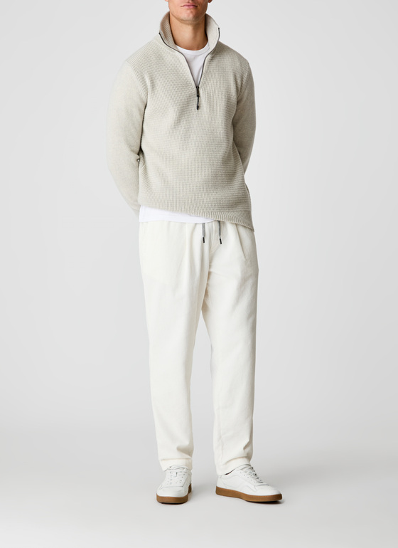 Pullover Troyer 1/1 Arm Mascarpone Cream Frontansicht