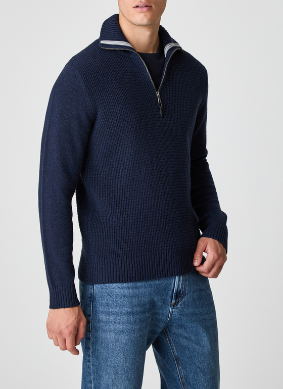 Pullover Troyer 1/1 Arm Deep Sea Frontansicht