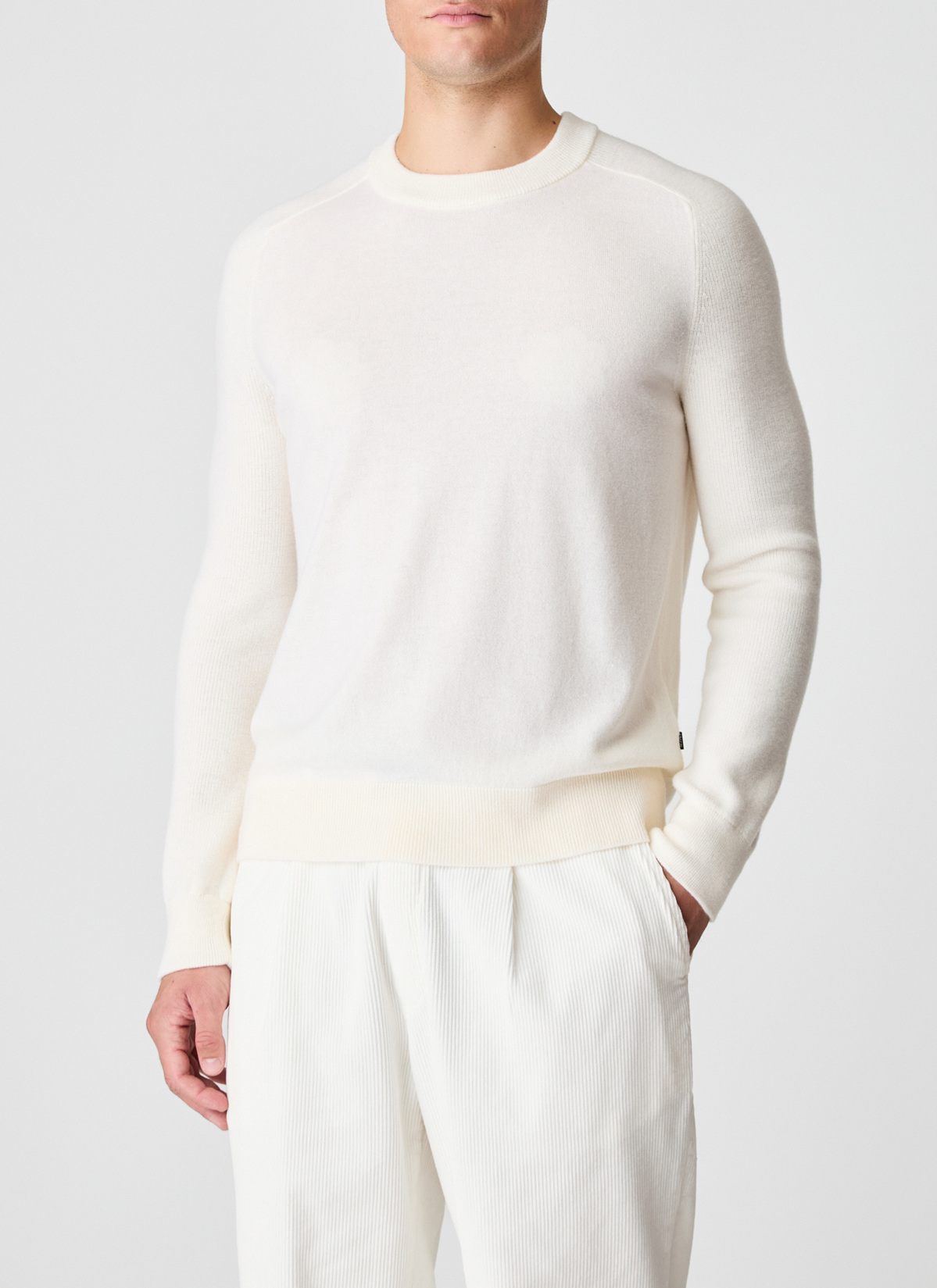 Pullover Rundhals 1/1 Arm, Off White Frontansicht