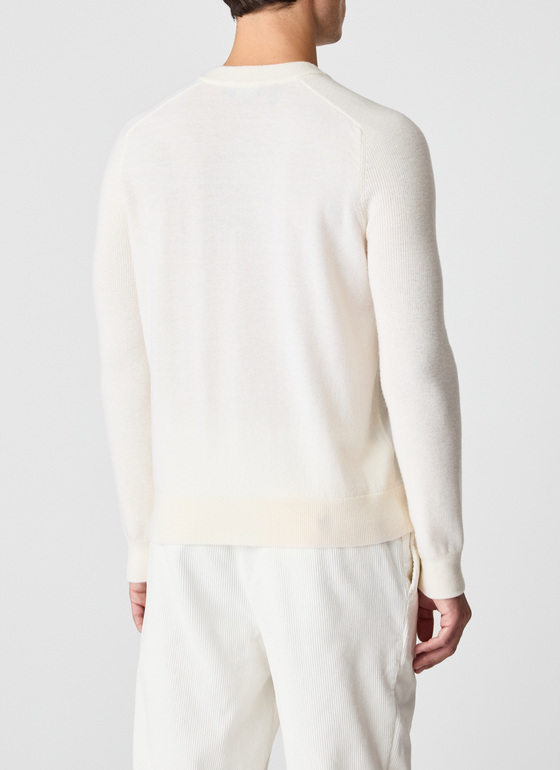 Pullover Rundhals 1/1 Arm Off White Frontansicht