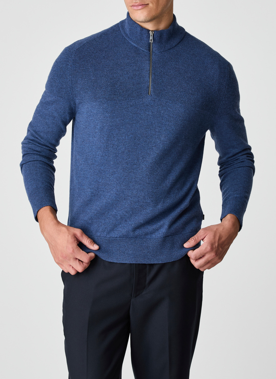 Pullover Troyer 1/1 Arm Deep Sea Frontansicht