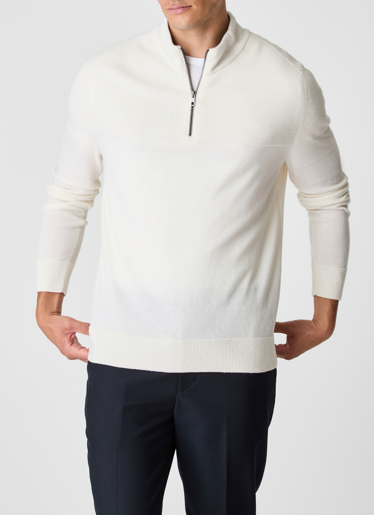 Pullover Troyer 1/1 Arm, Off White Detailansicht 1