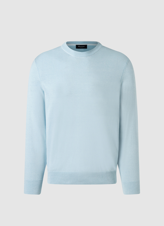 Pullover Rundhals 1/1 Arm Bright Aqua Frontansicht